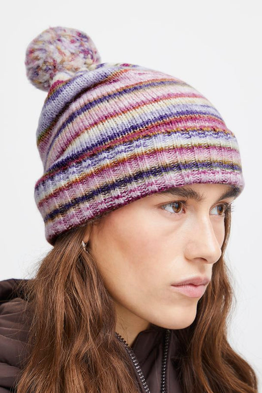 Ichi Purple Stripe Beanie Hat