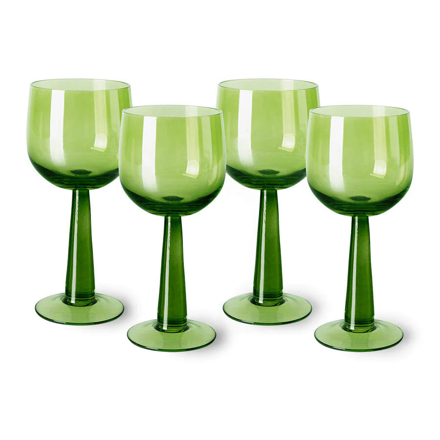 HKliving - The emeralds: wine glass tall, lime green (set of 4)