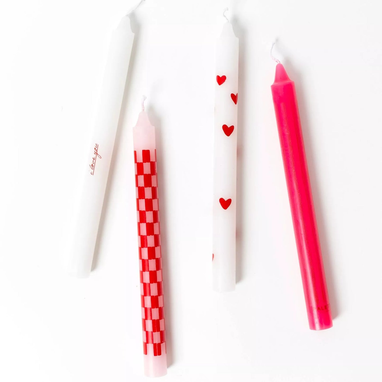 Love Print Taper Candles - Set of four