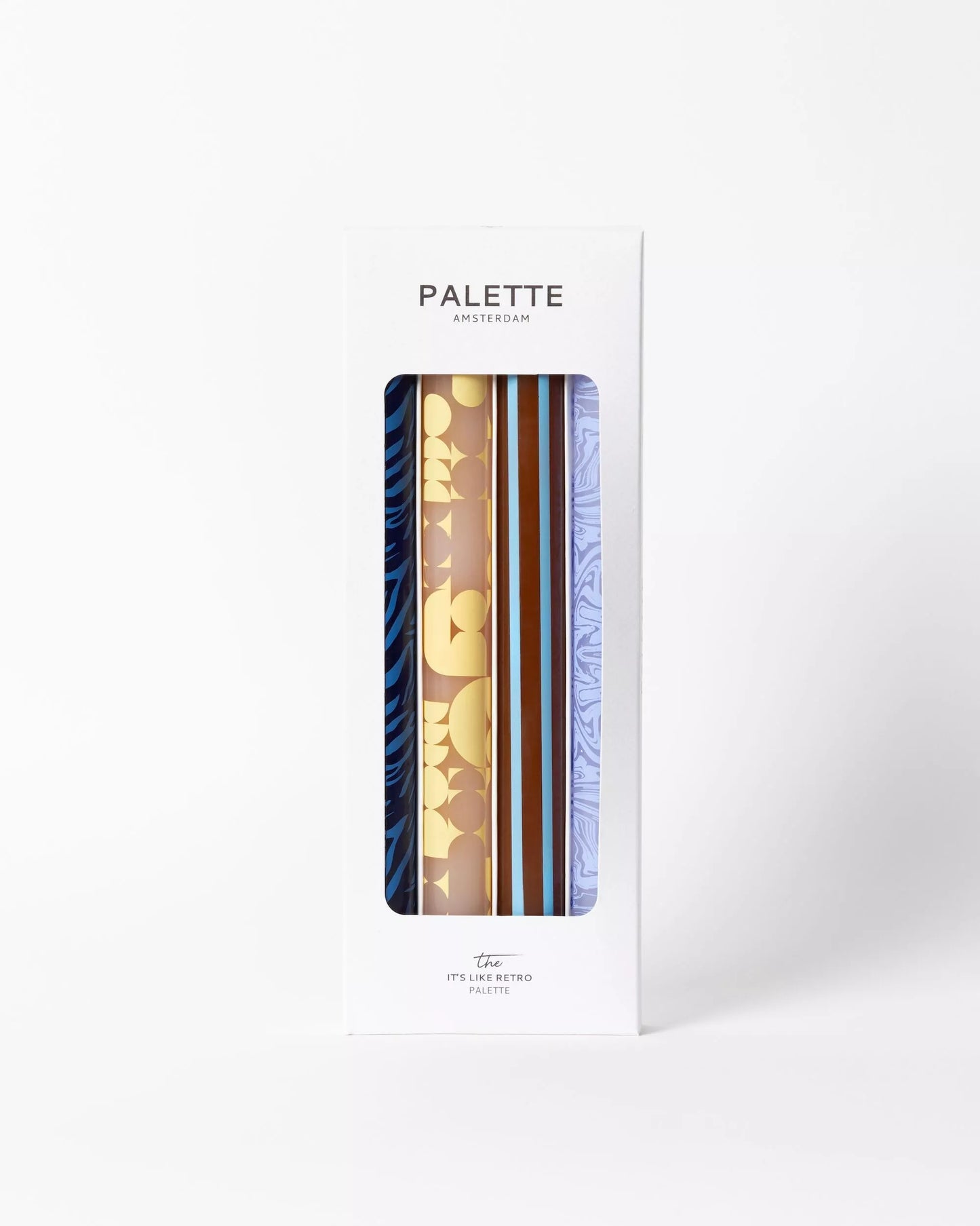Retro Print Taper Candles - Pack of 4