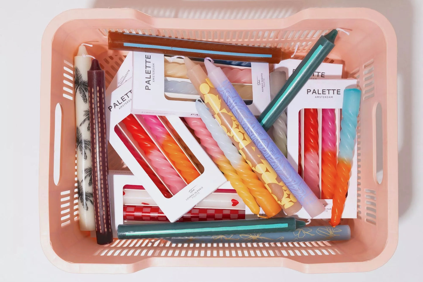 Retro Print Taper Candles - Pack of 4