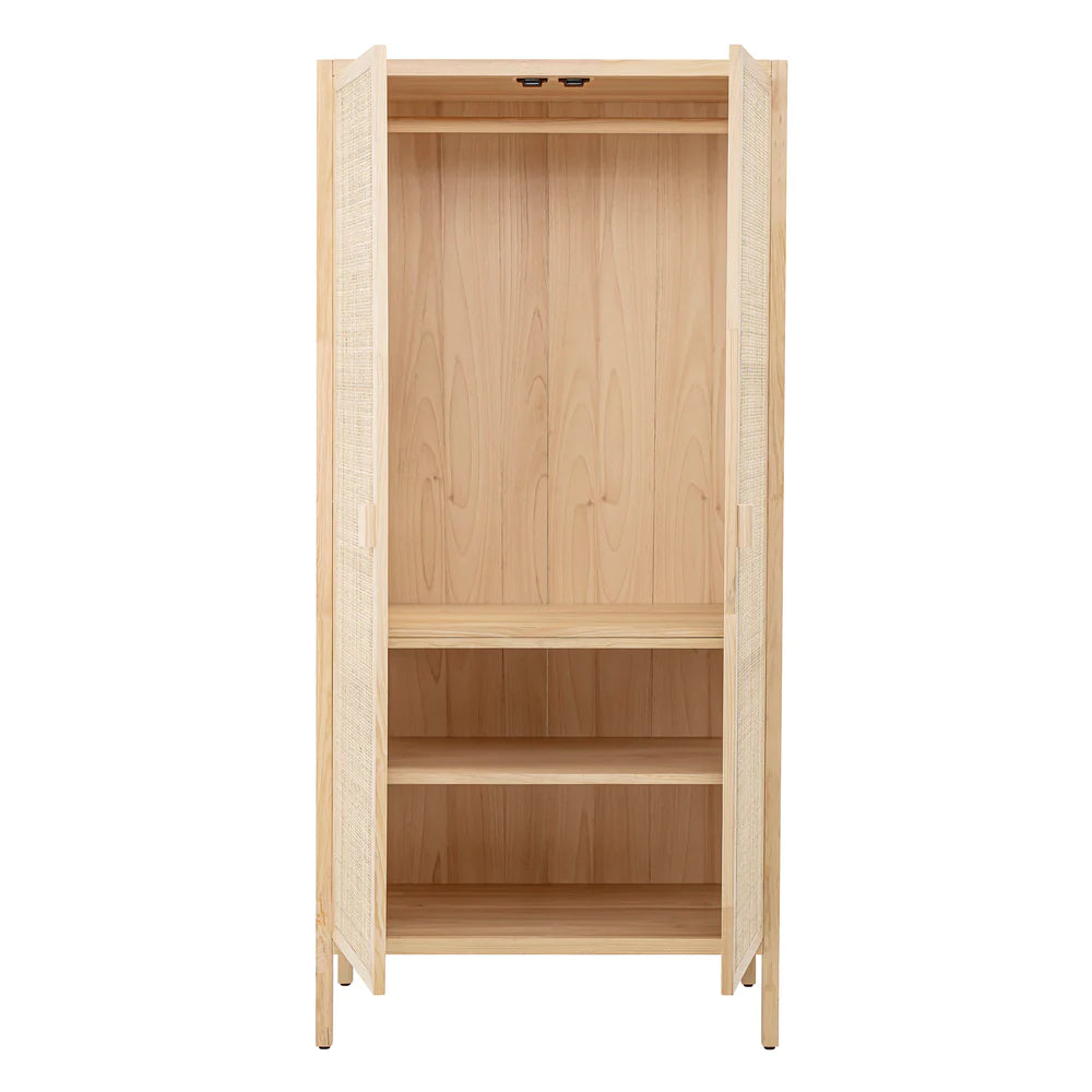 Marina Wood and Cane Wardrobe