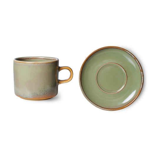Chef ceramics: cup and saucer, moss green