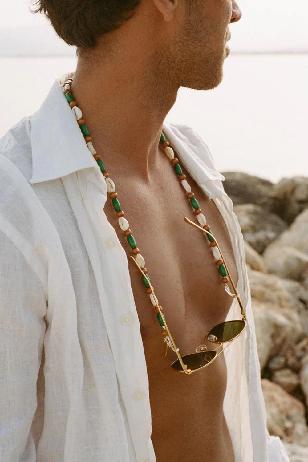 Coco Sunglass Chain in Green Shell