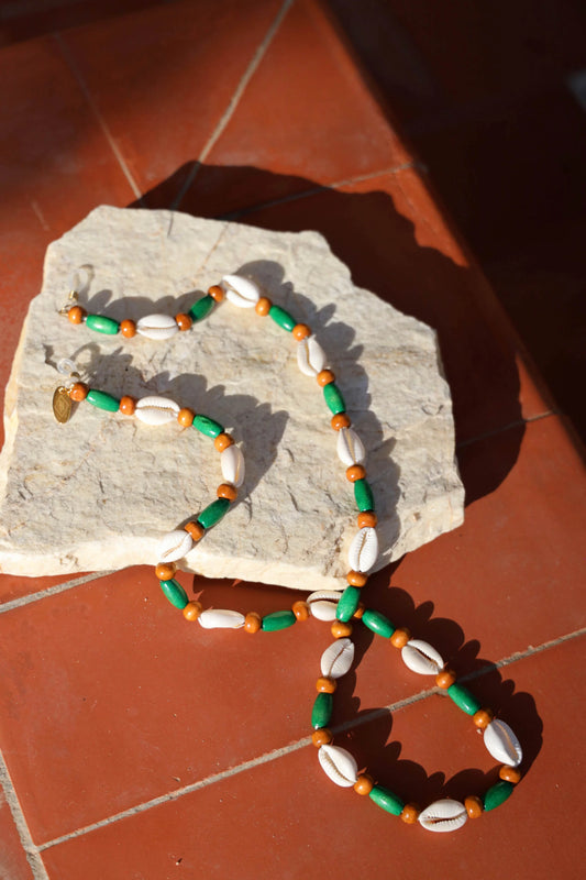 Coco Sunglass Chain in Green Shell