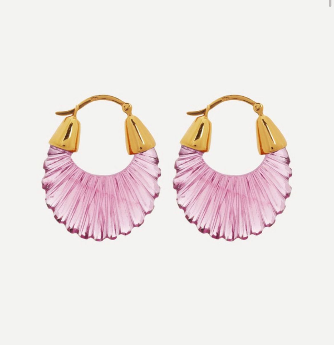 Shyla Gold-Plated Etienne Glass Hoop Earrings