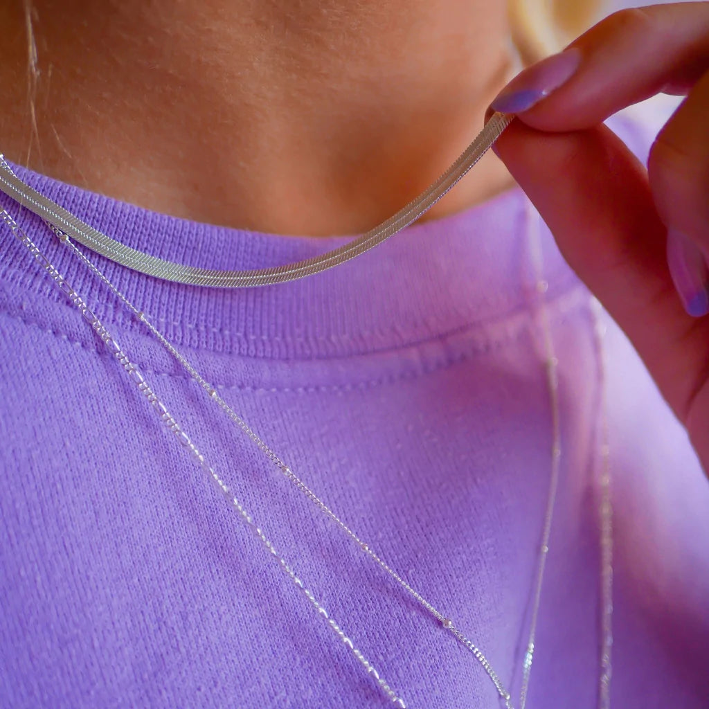 Enamel Copenhagen Necklace - Caroline Silver