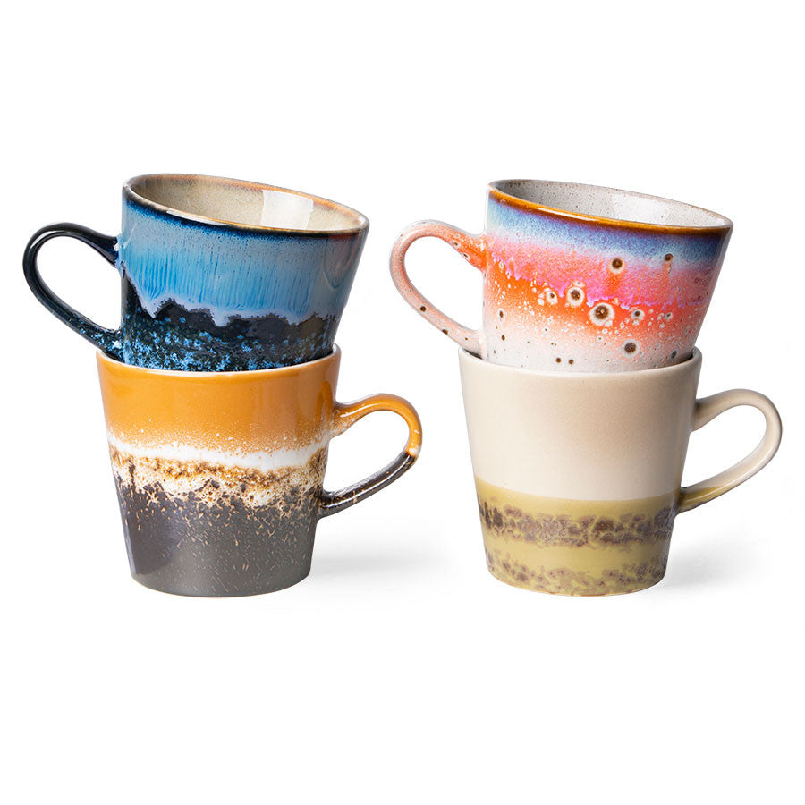 HKliving : 70s ceramics: americano mugs, pegasus (set of 4)