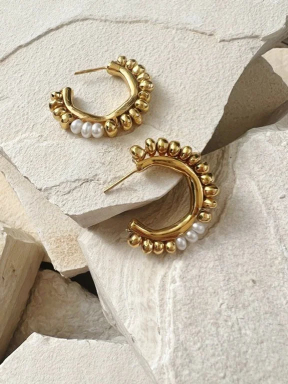 Pebble Gold Hoops