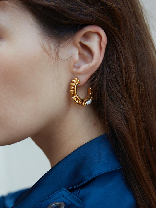 Pebble Gold Hoops