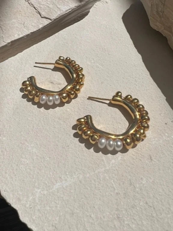 Pebble Gold Hoops