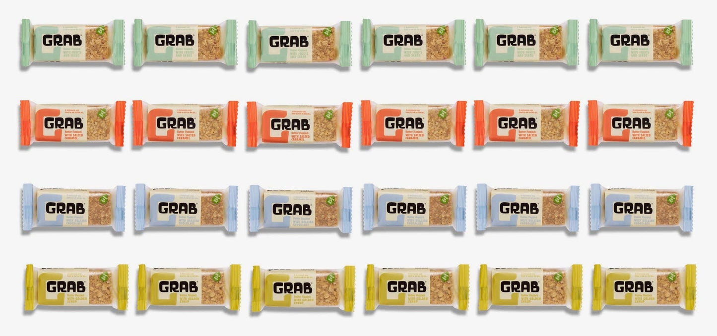 Grab Energy Mixed Box of Butter Flapjacks 12x65g