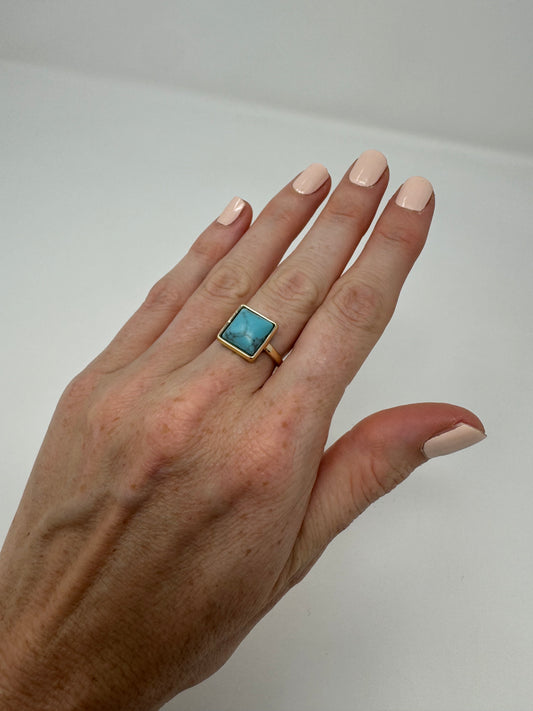 Stone marble ring : Light Blue