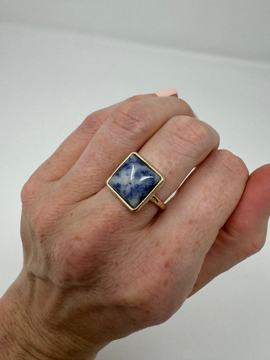 Stone marble ring : Dark Blue