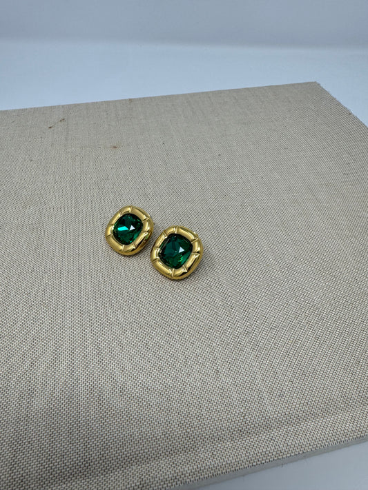 Sofia Chunky Gem Stone Earrings : Green