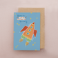 Rocketship Birthday Card: Gold Foil Stars, Outer Space