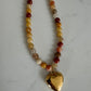 Amber heart beaded necklace