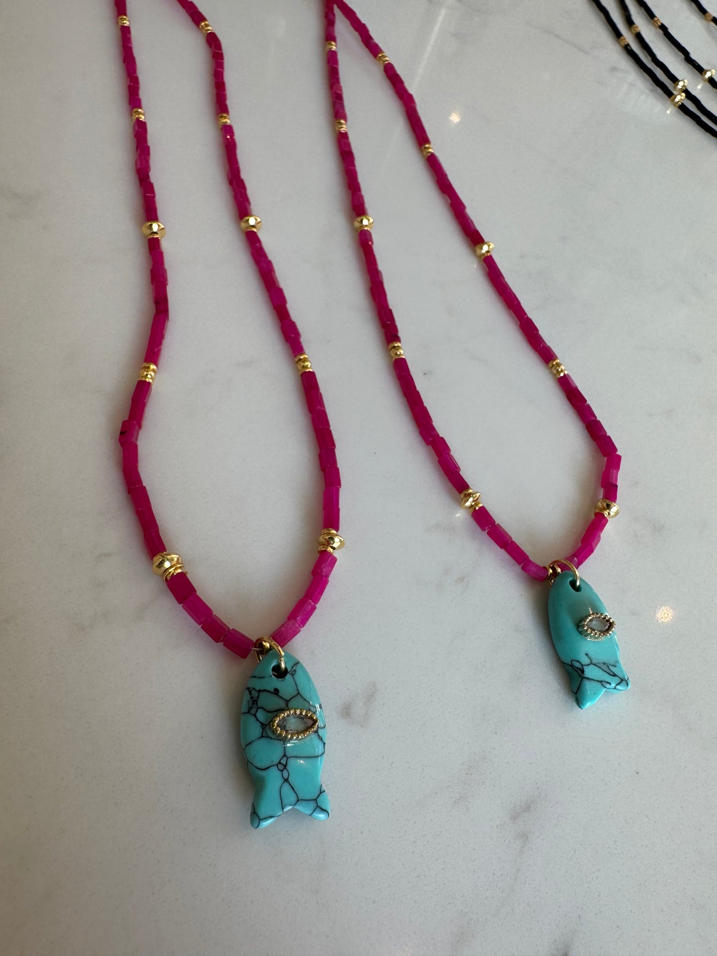 Pink Fish Charm necklace