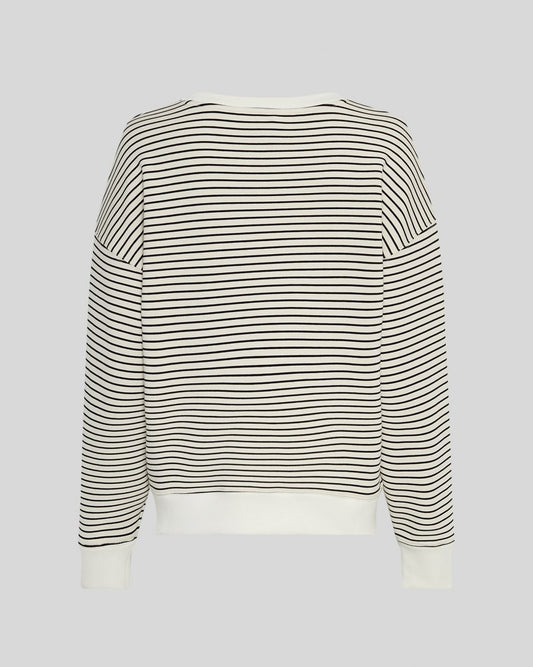 Ima Q Sweatshirt in Black & Oatmeal Stripe