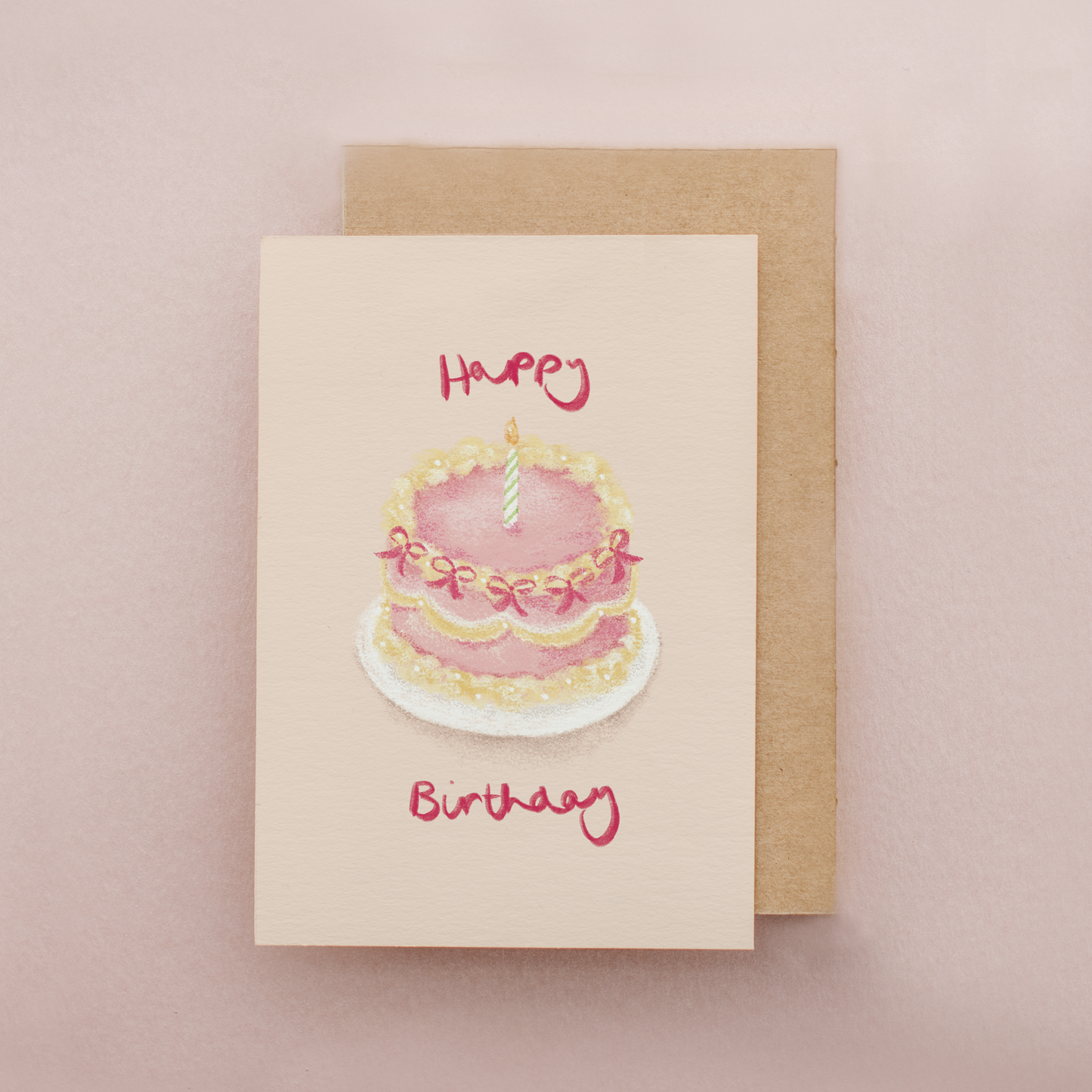 Pink Birthday Cake Card: A6 Celebration Card