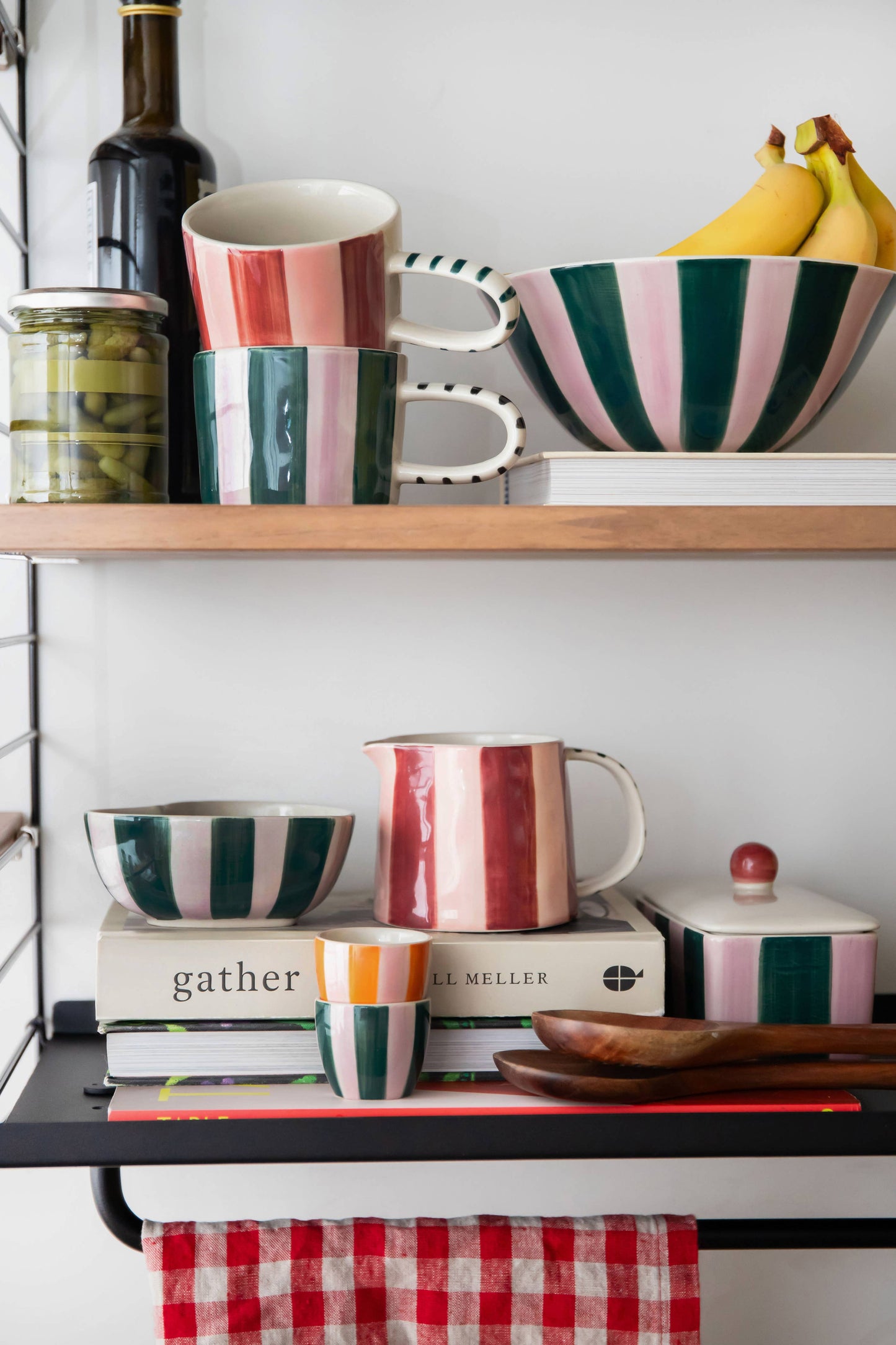 Wine/Peach Pink Stripe Wide Jug