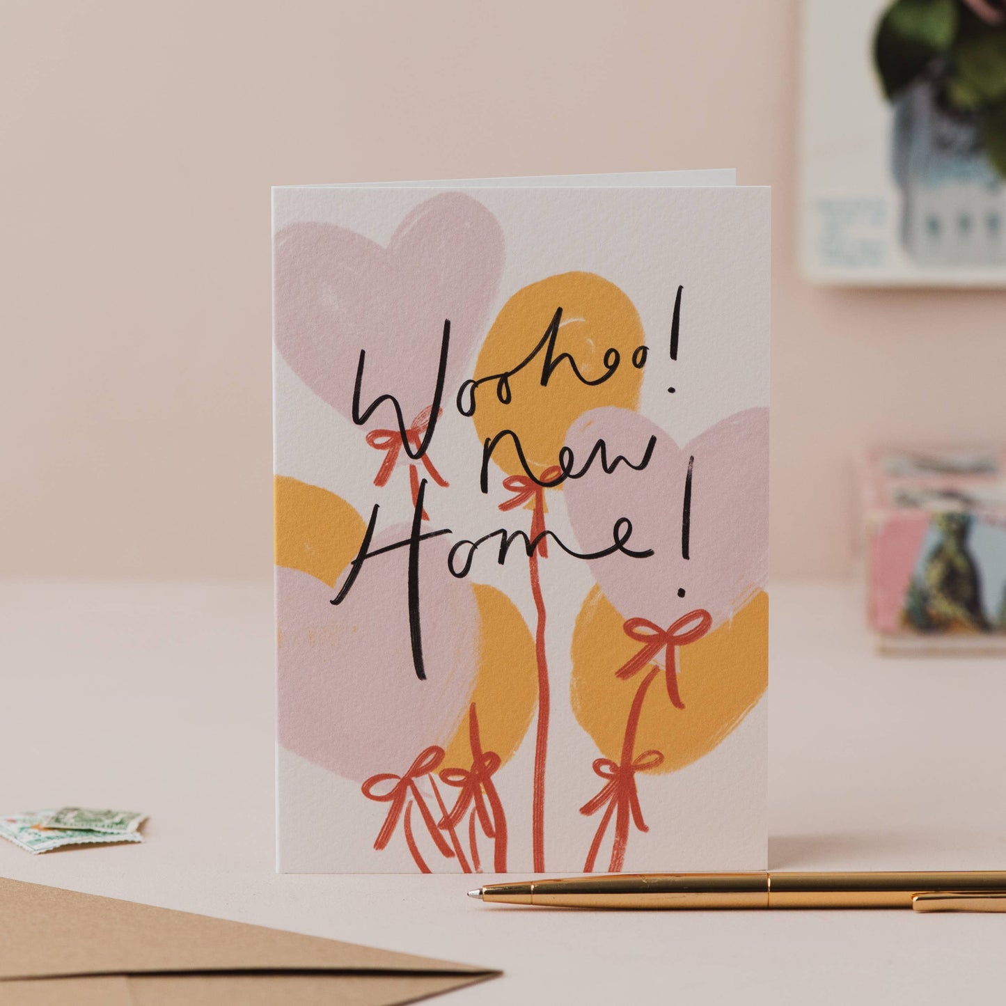 'Woohoo! New Home!' Housewarming Card with Hand Lettering: Naked