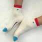 Embroidered Color Block Girlfriend Socks : BLUE RED + HEART