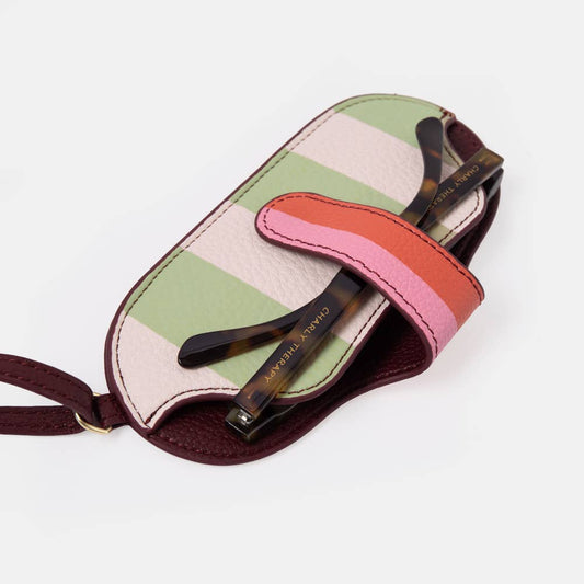 Orange/Pink & Green/Pink Stripe Fold Glasses Case