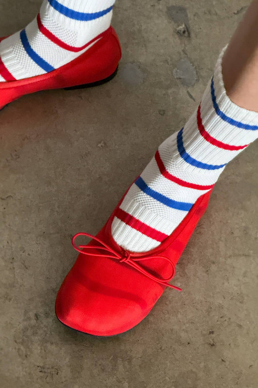 Striped Boyfriend Socks: Red Blue Stripe