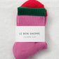 Color Block Girlfriend Socks : Rose Green