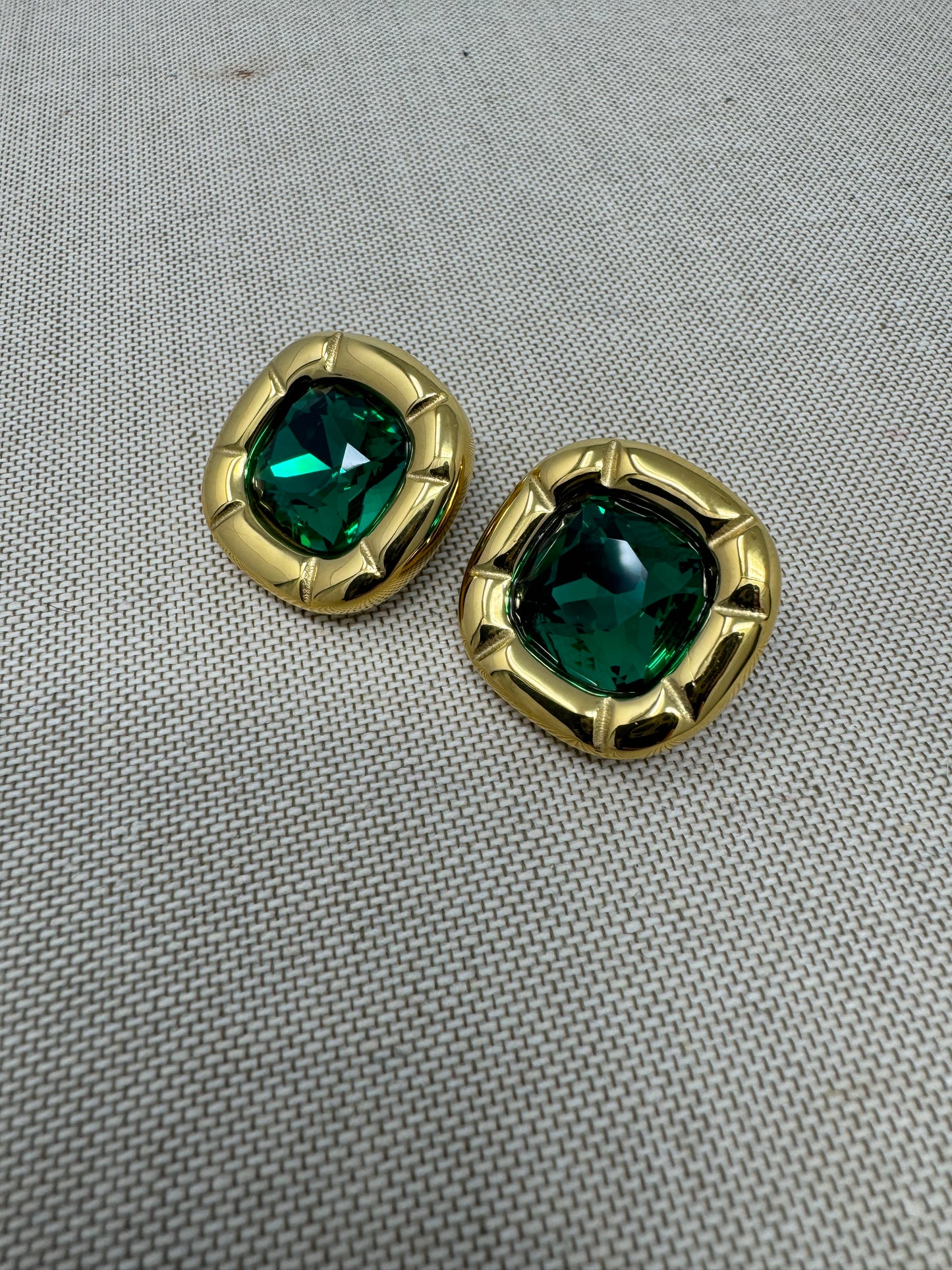 Sofia Chunky Gem Stone Earrings : Green