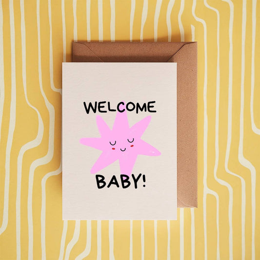 Welcome baby new baby A6/5x7 Card: Naked (no cello or clasp) / A6