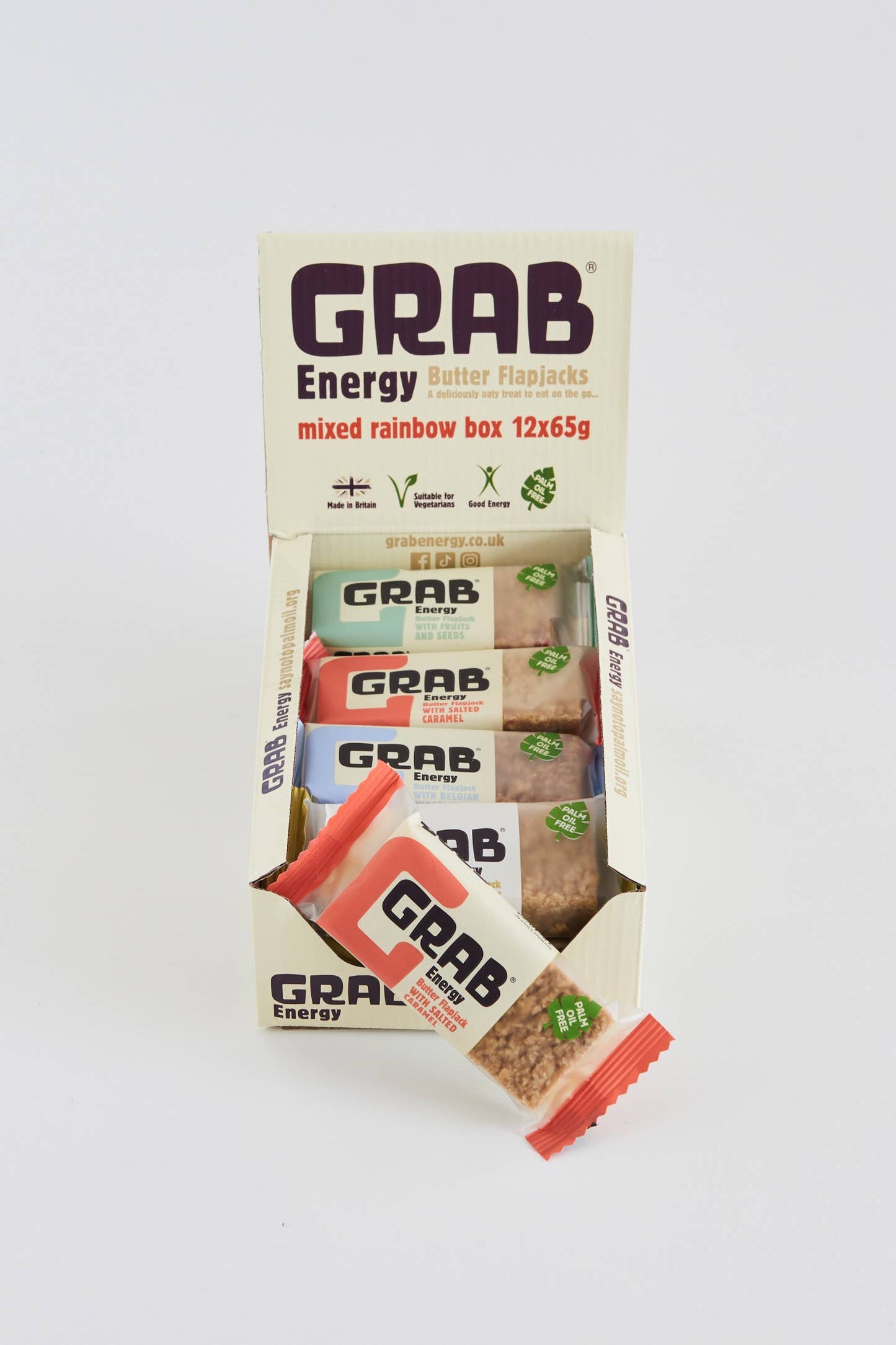 Grab Energy Mixed Box of Butter Flapjacks 12x65g