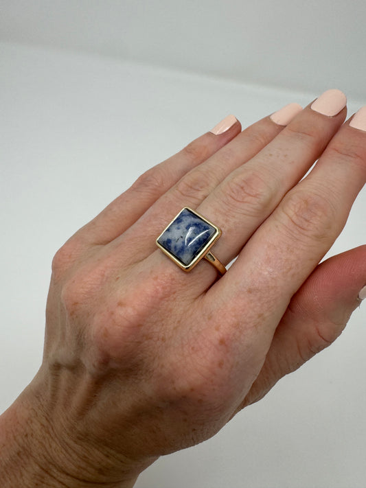 Stone marble ring : Dark Blue