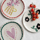 Lilac Heart/Teal Scallop Border Round Plate