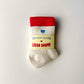 Embroidered Color Block Girlfriend Socks : BLUE RED + HEART