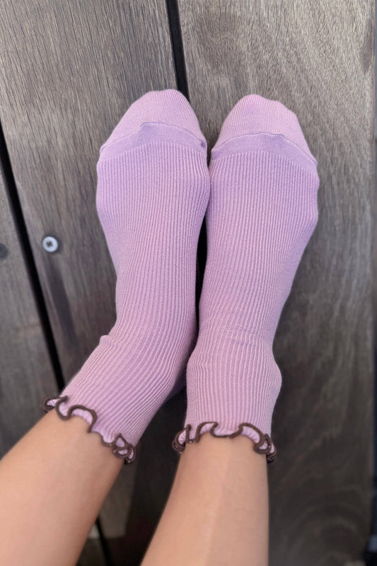 The Petite Ruffled Modal Socks in Lilac