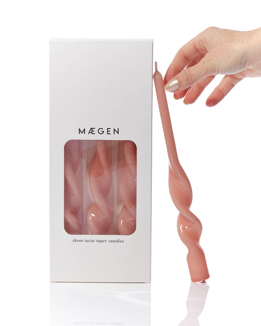 MÆGEN Twist Taper Candles - 3 Pack - Plaster Pink