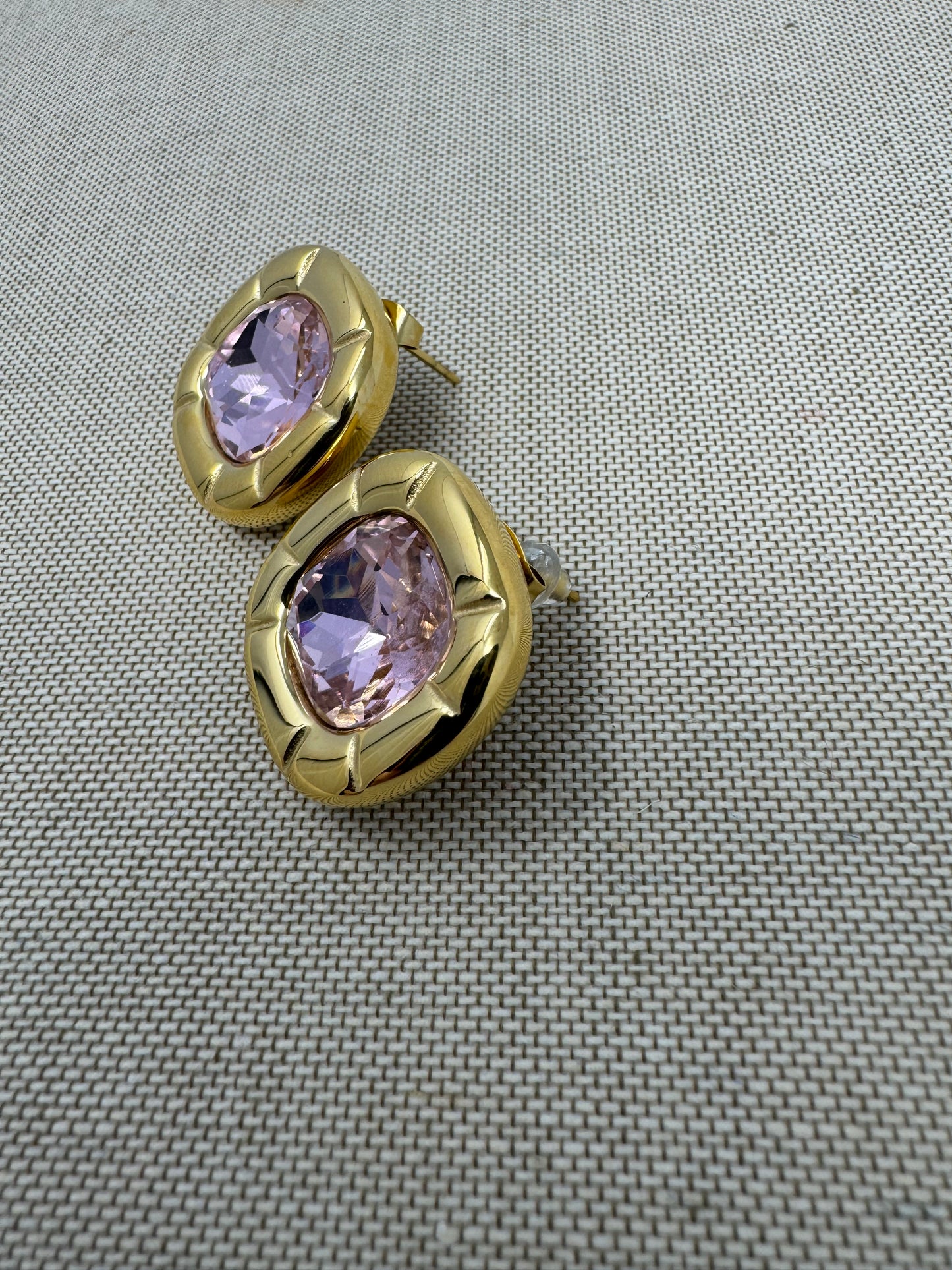 Sofia Chunky Gem Stone Earrings : Pink