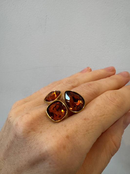 Amber Crystal Ring