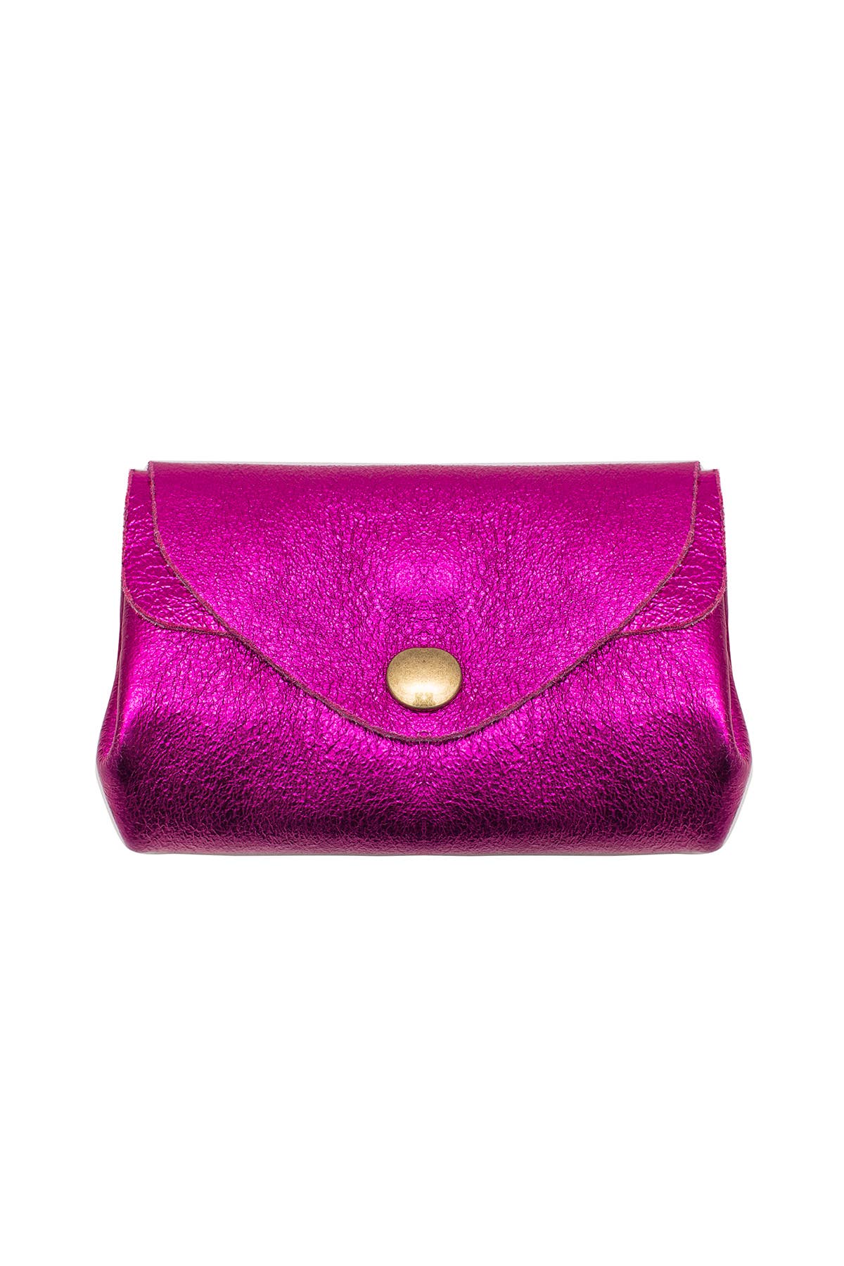 Small Leather purse: Fuchsia Metal