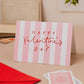 'Happy Valentine's Day' Pink Stripe Red Foil Card: Naked