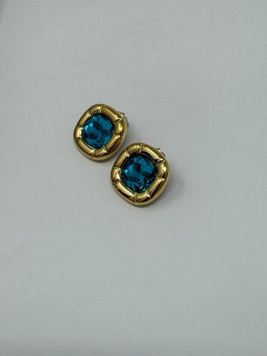 Sofia Chunky Gem Earrings : Blue