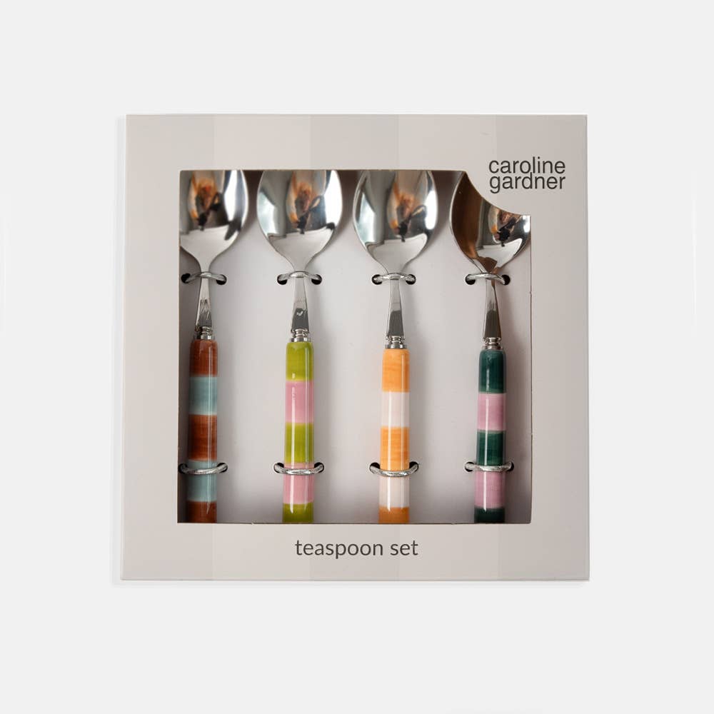 Multi-Stripe Set of 4 Teaspoons
