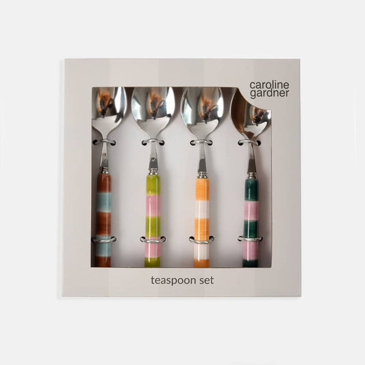Multi-Stripe Set of 4 Teaspoons
