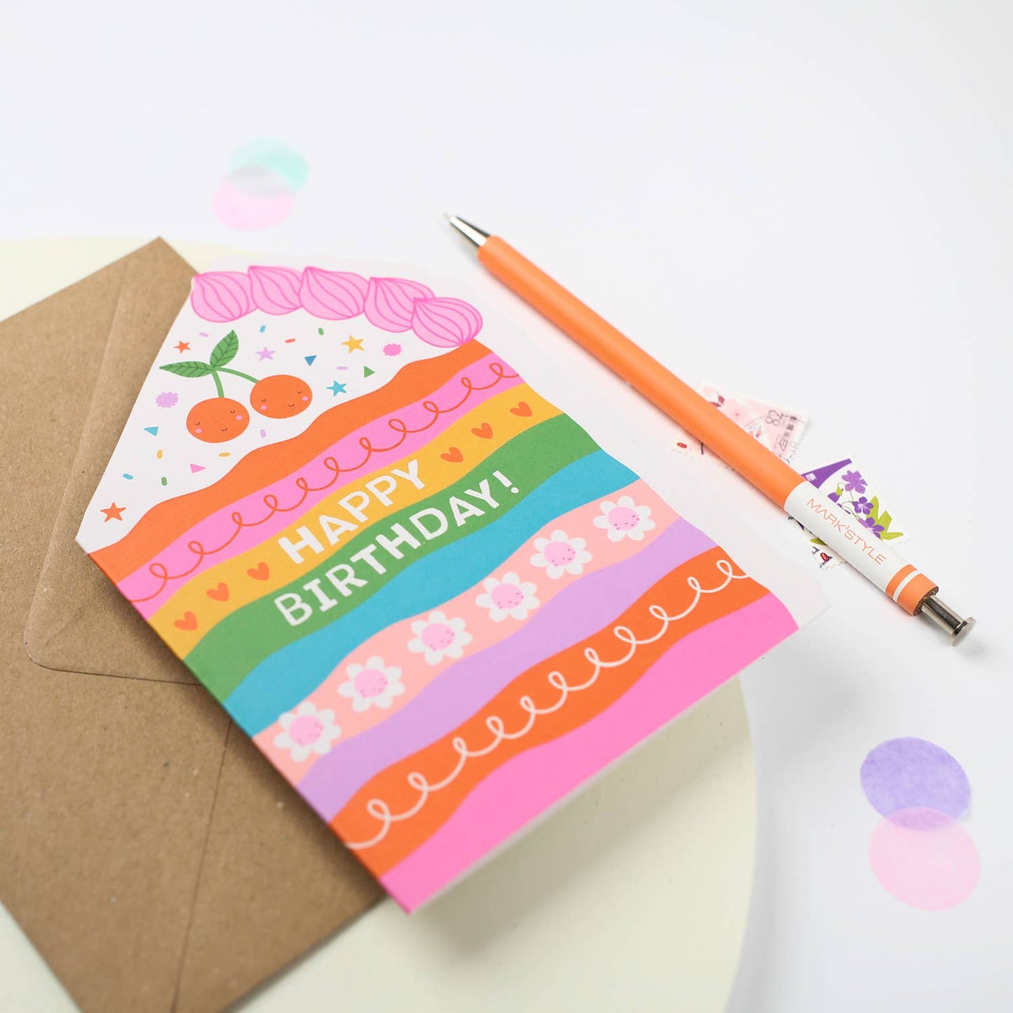 Rainbow Sprinkle Cake Die Cut Luxury Birthday Card For Kids