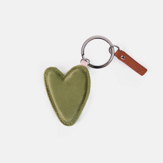 Soft Green Velvet Heart Keyring