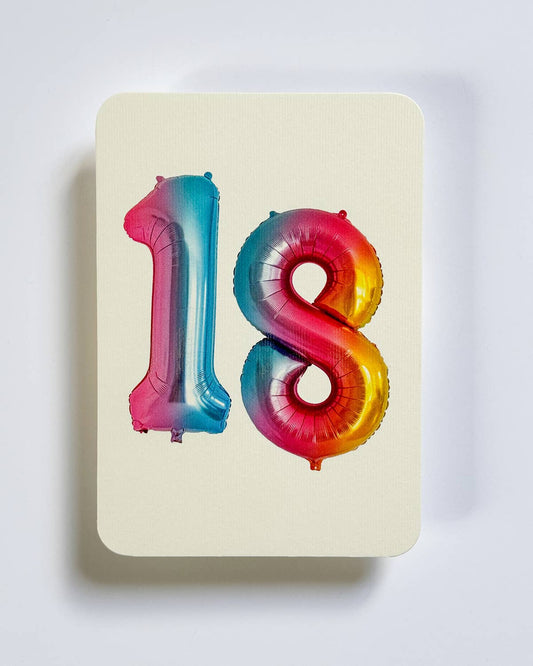 Birthday Balloon No.18 Greeting Card: Individual