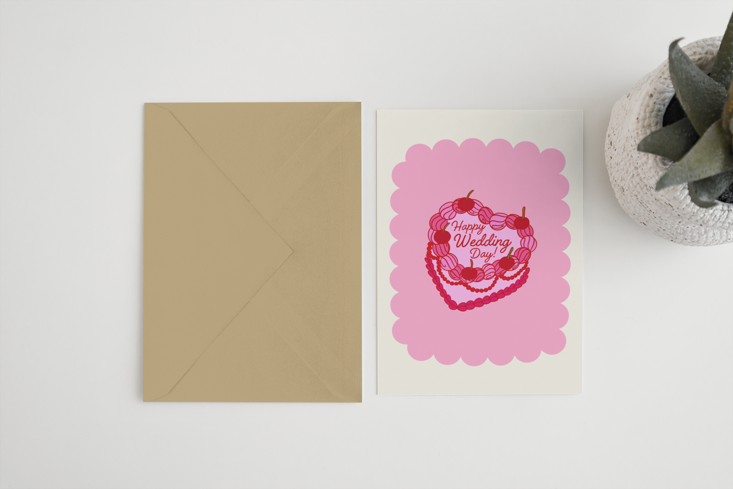 Happy wedding day A6/5x7 card: Cello Bag (Biodegradeable) / A6