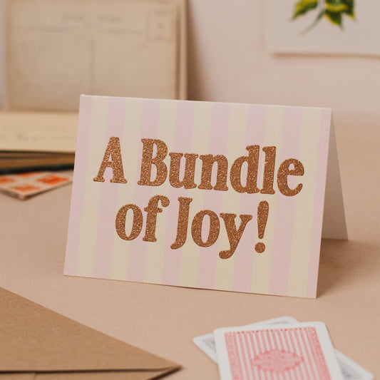 'A Bundle of Joy!' New Baby Card with Biodegradable Glitter: Naked